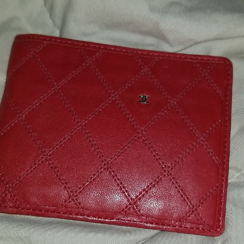 CHANEL Red Quilted Leather Wallet
